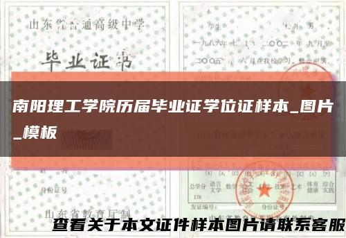 南阳理工学院历届毕业证学位证样本_图片_模板缩略图