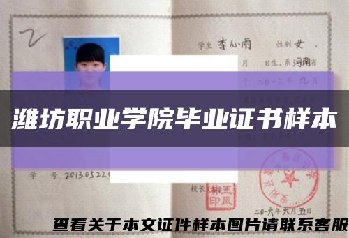潍坊职业学院毕业证书样本缩略图