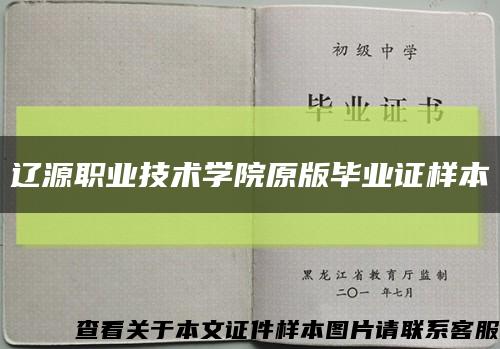 辽源职业技术学院原版毕业证样本缩略图