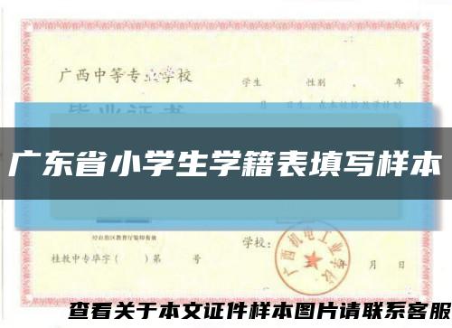 广东省小学生学籍表填写样本缩略图