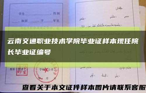 云南交通职业技术学院毕业证样本现任院长毕业证编号缩略图