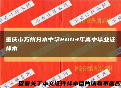 重庆市万州分水中学2003年高中毕业证样本缩略图
