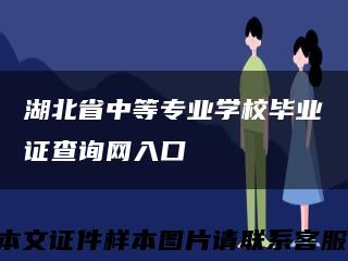 湖北省中等专业学校毕业证查询网入口缩略图