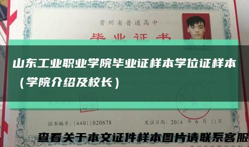 山东工业职业学院毕业证样本学位证样本（学院介绍及校长）缩略图