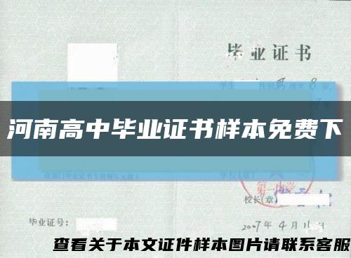 河南高中毕业证书样本免费下缩略图
