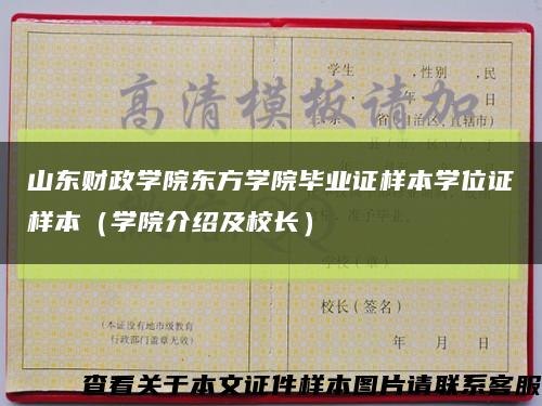 山东财政学院东方学院毕业证样本学位证样本（学院介绍及校长）缩略图