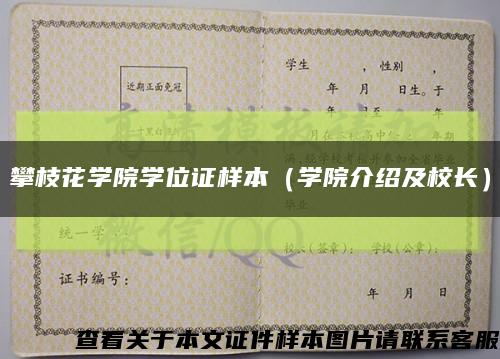 攀枝花学院学位证样本（学院介绍及校长）缩略图