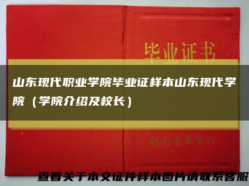山东现代职业学院毕业证样本山东现代学院（学院介绍及校长）缩略图