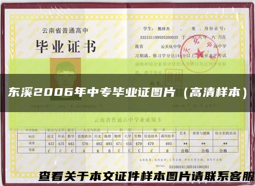东溪2006年中专毕业证图片（高清样本）缩略图
