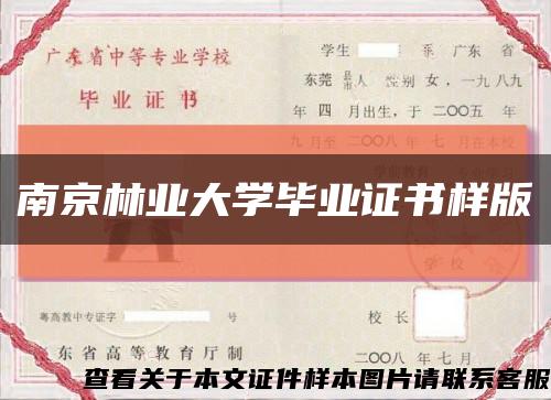 南京林业大学毕业证书样版缩略图