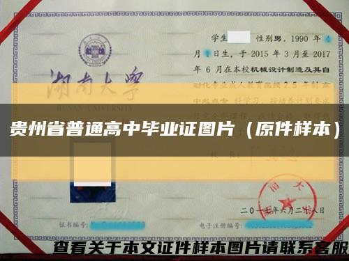 贵州省普通高中毕业证图片（原件样本）缩略图