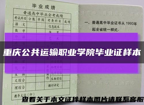 重庆公共运输职业学院毕业证样本缩略图