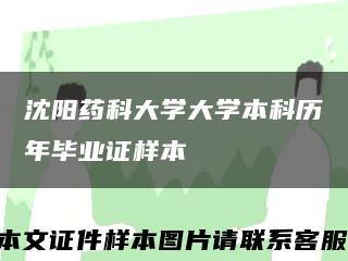 沈阳药科大学大学本科历年毕业证样本缩略图