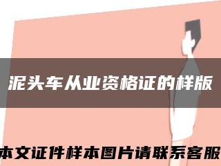 泥头车从业资格证的样版缩略图