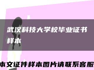 武汉科技大学校毕业证书样本缩略图