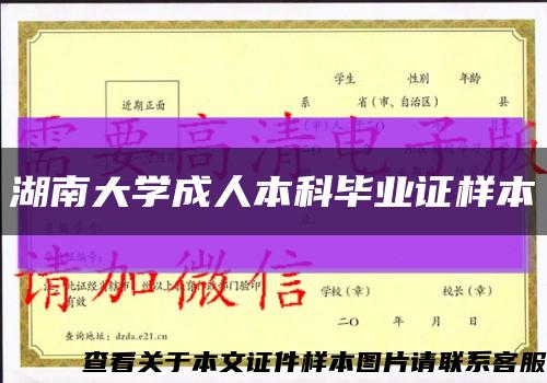 湖南大学成人本科毕业证样本缩略图