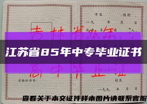 江苏省85年中专毕业证书缩略图